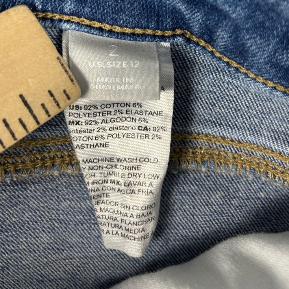 Chico's So Slimming Girlfriend Slim Leg Crop Frayed Hem Jeans 12 Blue - Picture 6 of 10
